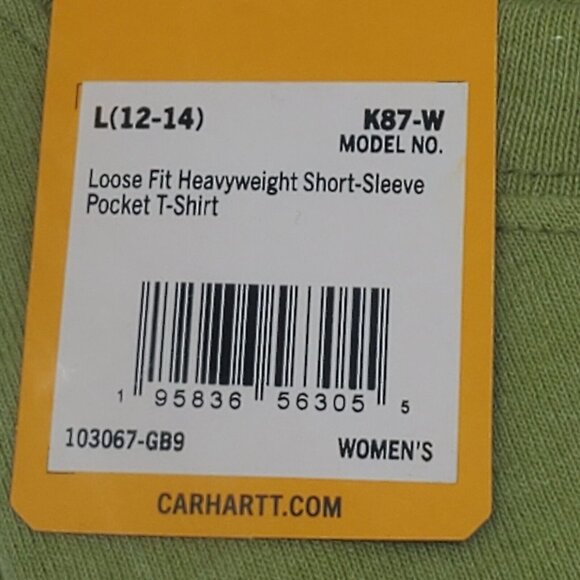 Carhartt Women’s Loose Fit Heavyweight Short-Sleeve Pocket T-Shirt, L 12-14 NWT - Picture 3 of 13